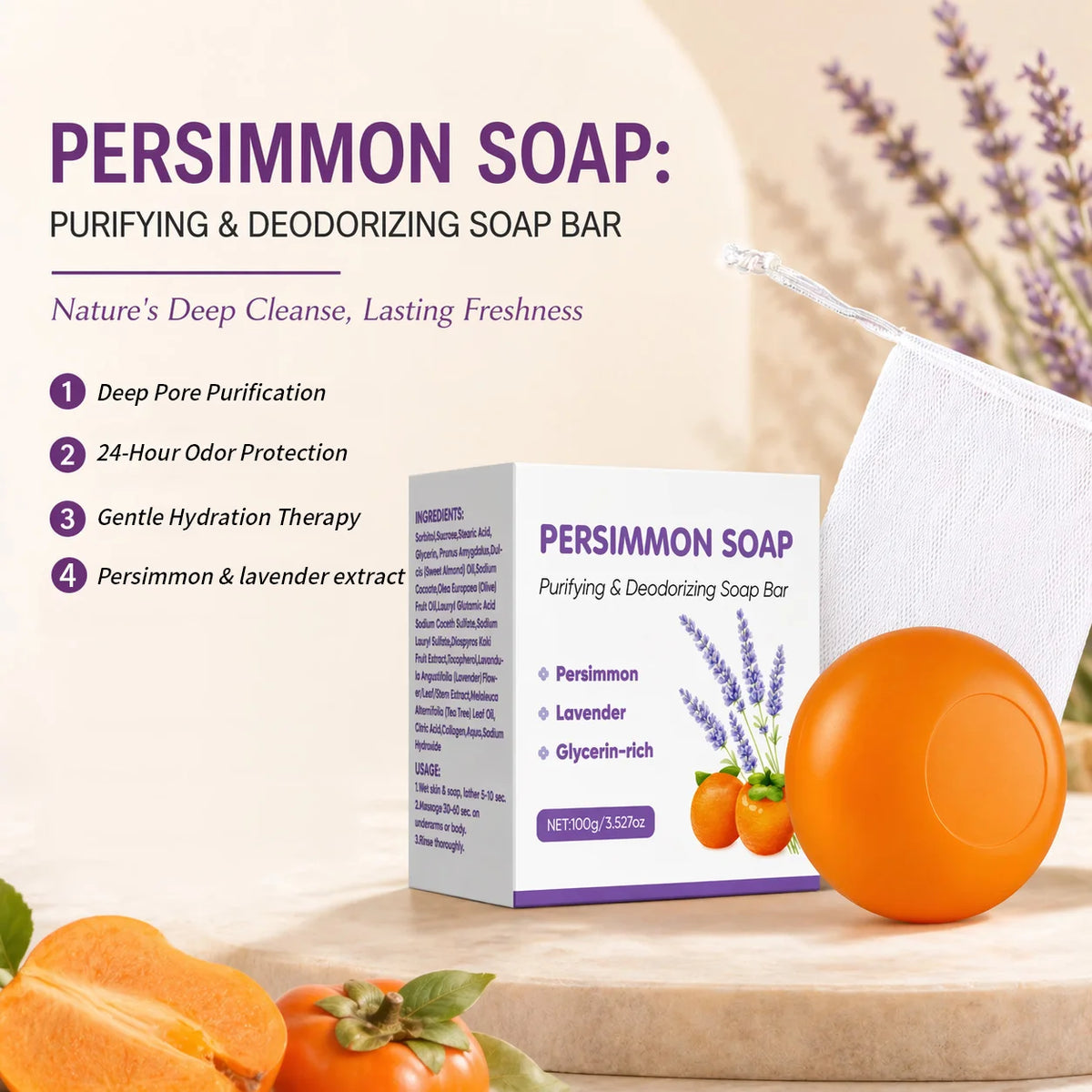 Persimmon Soap Bar · Lavender